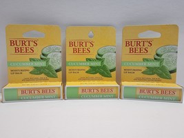 New Burt&#39;s Bees Cucumber Mint Moisturizing Lip Balm Lip Care 0.15 Oz 3 Pack NIB - £3.18 GBP
