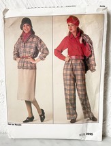 Vogue Burberry Check Jacket Skirt Pants Blouse Pattern 0995 Misses 8-10-12 Uncut - £11.33 GBP