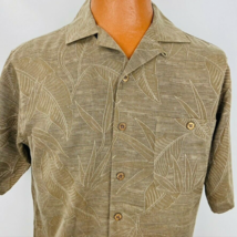 Island Shores Aloha Hawaiian Small Shirt Brown Subdued Bird of Paradise Leaves - £35.87 GBP