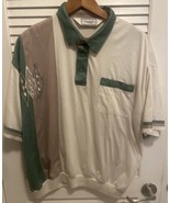Classics by Palmland polo shirt men&#39;s XL banded bottom Beige green short... - $47.85 CAD