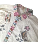 Vtg 90s DK Gold Southwestern Shirt Med Bold Geometric Print Wood Buttons... - €29,91 EUR