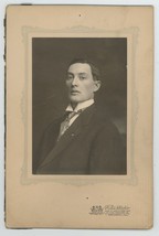 Antique Circa 1900s Large Cabinet Card Incredibly Handsome Man Kite Chicago, IL - £14.58 GBP