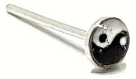 Yin Yang Nose Stud 3mm Cabochon Stud 22g (0.6mm) 925 Sterling Silver Straight - £3.68 GBP