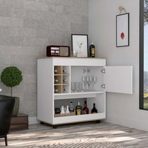 Aloha Bar Cart: 6 Bottles, Oak/White - $3,630.23 MXN