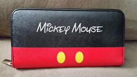 DISNEY MICKEY MOUSE WALLET Brand New 7&quot; 8&quot; JAPAN TOREBA Black Red - £39.72 GBP