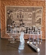Vintage ~ Set of Six (6) ~ Ice Cream/Parfait Glasses w/Sealed Syrup Cont... - $140.33 CAD