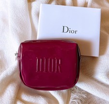 Christian Dior Enamel pouch wine red 13.5×11.5x4cm Novelty Makeup Bag gift - £42.66 GBP