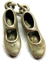 3D Pair Tap Dance Shoes Solid 925 Pendant Heavy Patina Vtg Sterling Silver Charm - £19.57 GBP