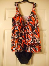 Tropical Escape Womens Plus Triple Tiered Orange Miami Swimsuit Size 20W... - £35.00 GBP