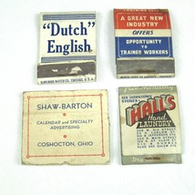 4 Vintage Matchbook Cover Dutch English Hall&#39;s Laundry Air Conditioning Training - £7.83 GBP