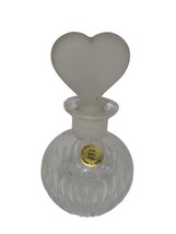Soffiato A Bocca Lead Crystal Perfume Bottle Italy Frosted Heart Stopper - $38.44
