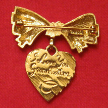 Avon Dangle Heart Pin - I Love You Grandmother - Sentimental Ribbon VTG 1980s  - £15.61 GBP