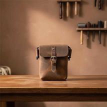 Vintage Crazy Horse Leather Mini Crossbody Bag for Men  Genuine Cowhide ... - $51.00