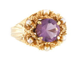 Amethyst Women&#39;s Cluster ring 14kt Yellow Gold 371246 - £265.18 GBP