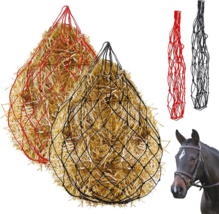 Slow Feed Hay Nets Feeding Bags 36&quot; for Goats Cows Horses Sheep 5&quot; Holes 2 Pack - £13.58 GBP