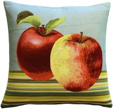 Fresh Apples on Blue 19x19 Throw Pillow, Complete with Pillow Insert - £33.64 GBP