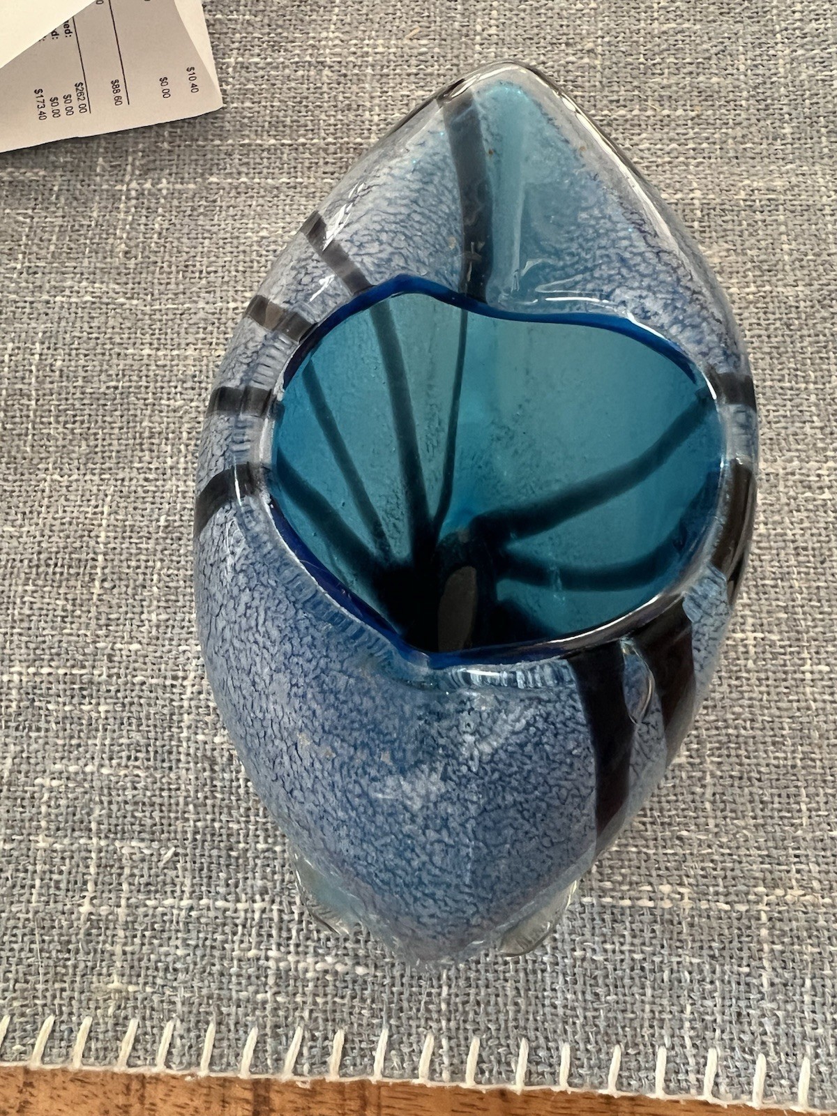 Vintage Art Glass Blue Black Figurine Fish Item image 4