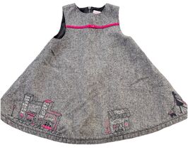 Gymboree girls Vtg CITY SIDEWALK 2003 Gray Wool Dress 12-18 mo Girl Dog ... - $12.34
