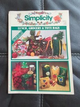 Simplicity Lunch Grocery Reusable Shopping Bag Tote Craft Sewing Book #3710 - £6.82 GBP