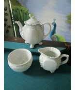 Victoria Austria Bohemian 1918  3 Pcs Tea Set Teapot Creamer Sugar White... - €122,44 EUR