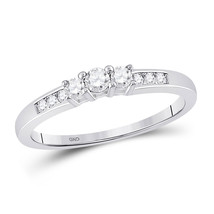 14k White Gold Round Diamond 3-stone Bridal Wedding Engagement Ring 1/4 Ctw - £450.95 GBP