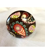 Vintage Drawer Pull Cabinet Knob Brown Multicolor Paisley Print 1.5&quot; x 2... - $8.04 CAD