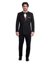 Ike Behar Super 120&#39;s Wool Double Breasted Peak Lapel Tuxedo and Pants S... - £317.81 GBP