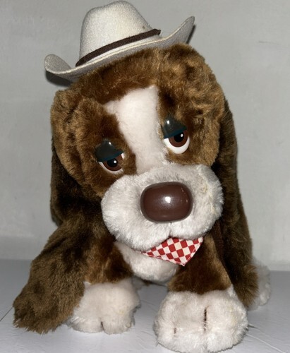 Vintage Russ Berrie COWBOY Brown Dog Plush 10" Stuffed Animal Toy With Bandana Item image 2