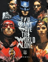JUSTICE LEAGUE You Can&#39;t Save the World Alone Graphitti T-Shirt Large L NEW - $20.96