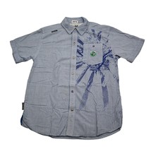 Akademiks Shirt Youth L Boys Blue Striped Button Up Short Sleeve Tee - $18.69