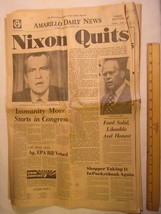 Newspaper AMARILLO DAILY NEWS Aug 9, 1974 NIXON QUITS [Y59Vb1a] - £22.07 GBP