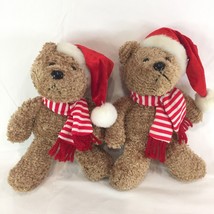 Lot Of 2 Sears Teddy Bear Plush Stuffed Animal With Scarf and Santa Hat ... - £11.60 GBP