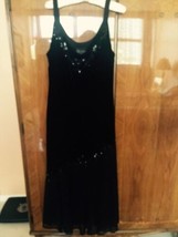 Pre-owned S I Fashions Woman Black Velvet &amp; Nylon Tank Dress Sz 10 - $49.49