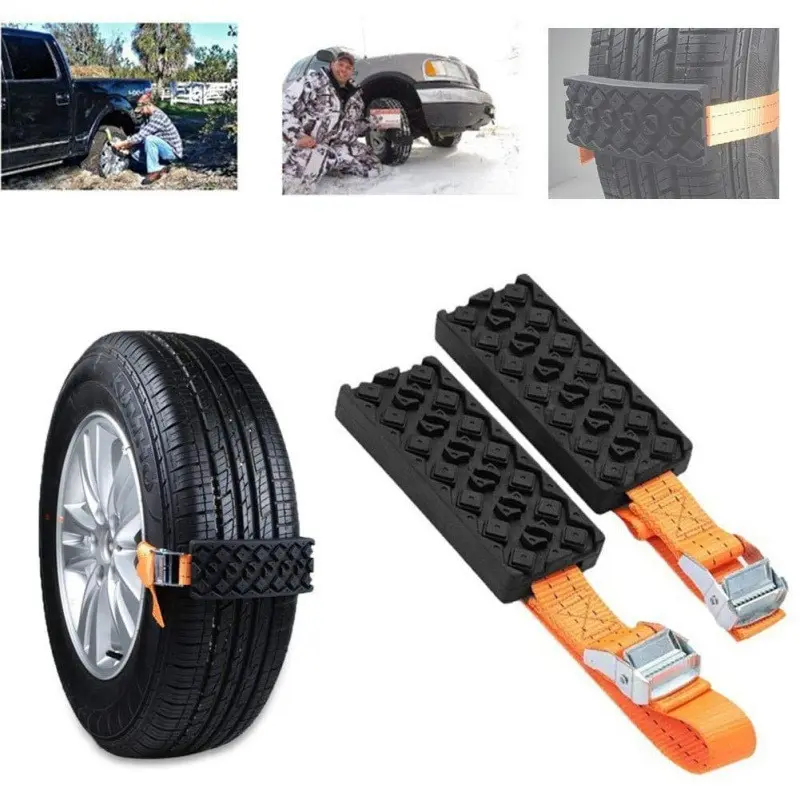 1/2PCS Durable PU Anti-Skid Car Tire Traction Blocks With Bag Emergency Snow Mud - £19.96 GBP