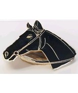 Vintage Dressage Equestrian Black Enamel Horse Head Tie Pin Brooch - $12.86