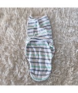 Aden &amp; Anias Striped Easy Swaddle Blanket Sleep Sack Gray Green 0-3 Monthsd - $11.87