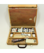 M Grumbacher Permanent Oil Paint Set W/ Wood Case Box Brushes Charcoal E... - £114.95 GBP