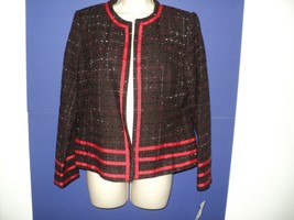 NEW Tara Ryan Jacket Size 8 Woven Acrylic Brown, Red, Cream, Black Metal... - £15.95 GBP