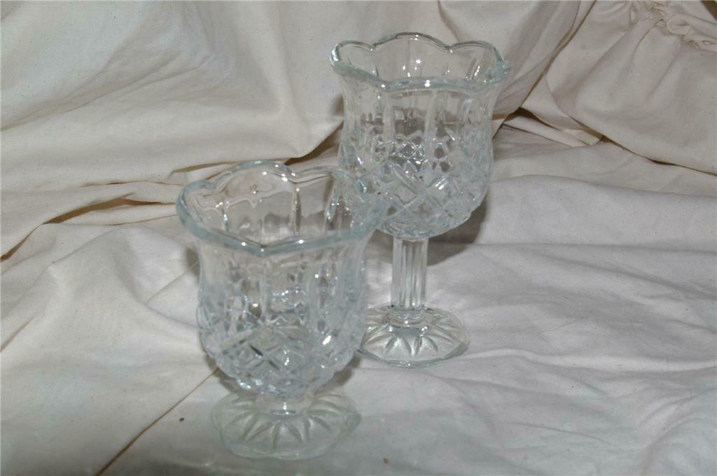 Home Interiors & Gifts 2 Piece Stemmed Glass Candle Holder Set 1122-BD Homco - $9.00