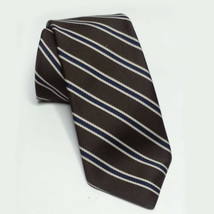 Pride Of England Men Dress Silk Tie 3.25&quot; wide 56&quot; long Brown White Stripes UK - £13.18 GBP