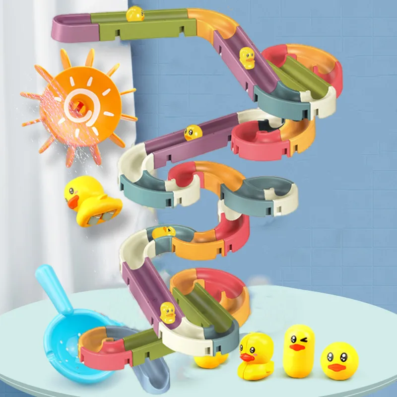 Baby Bath Toys Water Slide Marble Race Run Track with Suction Cup DIY Roller - £17.22 GBP+