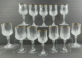 Cristal D&#39;Arques Longchamp Gold (8) Wine Glasses (4) Water Goblets Set Crystal - £110.72 GBP