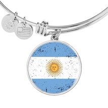 Argentina Flag Bracelet Circle Bangle Stainless Steel or 18k Gold - $47.45+