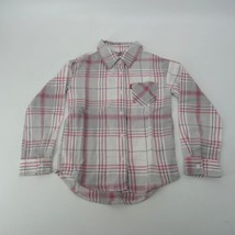 Levi&#39;s Girls Button Up Pink Gray Flannel Shirt Medium 8 NWT $40 - $14.85
