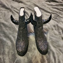 Trickz N&#39; Treatz Midnight Goth Emo Devil Platform Glitter Boots Sz 7 - $80.00