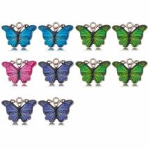 10PCS Gift Alloy Handmade Multicolor Enamel Butterfly Pendant Cute Animal Charms - £8.24 GBP