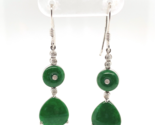 Pair of 18k White Gold GIA A Jadeite Jade Drop Earrings with Diamonds (#... - £2,041.44 GBP