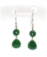 Pair of 18k White Gold GIA A Jadeite Jade Drop Earrings with Diamonds (#... - £2,046.27 GBP