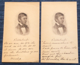 Vtg Essayist Poet Ralph Waldo Emerson Head Engraving Pair Portrait Photo 927A - £134.18 GBP
