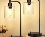 Set Of 2 Industrial Table Lamps With 2 Usb Port, Fully Stepless Dimmable... - $91.99